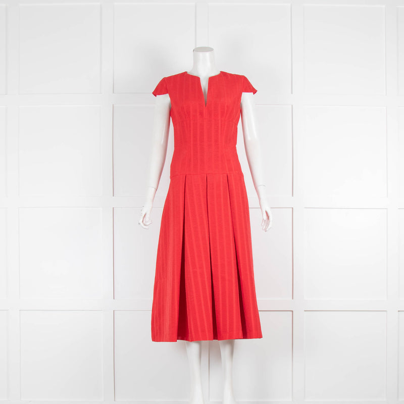 Amanda Wakeley Red Full Length Fluted Skirt Dress