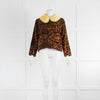 Shrimps Leopard Jacket Yellow Fur Collar