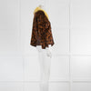 Shrimps Leopard Jacket Yellow Fur Collar