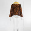 Shrimps Leopard Jacket Yellow Fur Collar