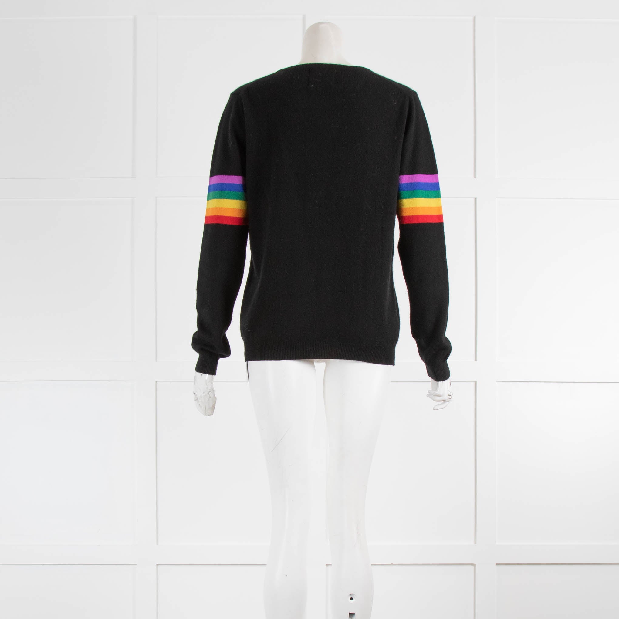 Jumper 1234 Black Cashmere Jumper Rainbow Arm Stripes Phoenix Style