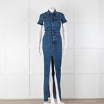 Good American Blue Denim Fit For Success Short Sleeve  Dress