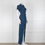 Good American Blue Denim Fit For Success Short Sleeve  Dress