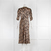 Ghost Brown Animal Print Midi Dress