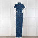 Good American Blue Denim Fit For Success Short Sleeve  Dress