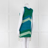 Dodo Bar Or Green And Blue Chevron Pattern Embellished Dress