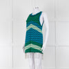 Dodo Bar Or Green And Blue Chevron Pattern Embellished Dress