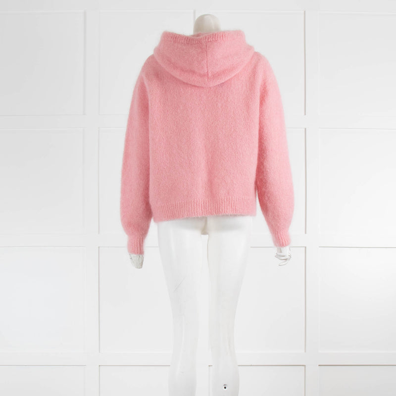 Maison Anje Pink Mohair Hooded Cardigan