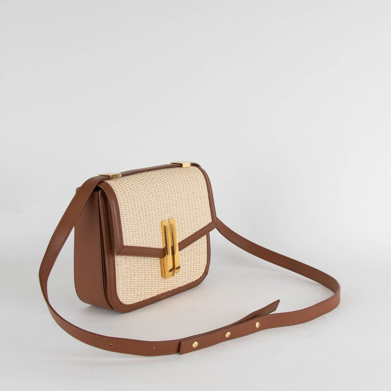 DeMellier Tan Raffia Vancouver Crossbody Bag