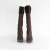 Saint Laurent Brown Shearling Wedge Boots