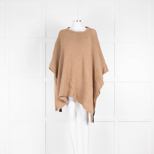 See By Chloe Camel Knitted Poncho with Detachable Hood