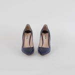 Miu Miu Blue Lizard Effect Heeled Pointy Shoes