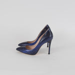 Miu Miu Blue Lizard Effect Heeled Pointy Shoes