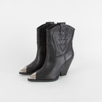 Lola Cruz Black Cowboy Ankle Boots