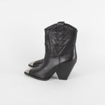 Lola Cruz Black Cowboy Ankle Boots