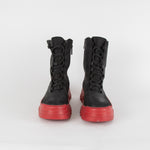 Lofina Black Combat Boots with Chunky Red Sole