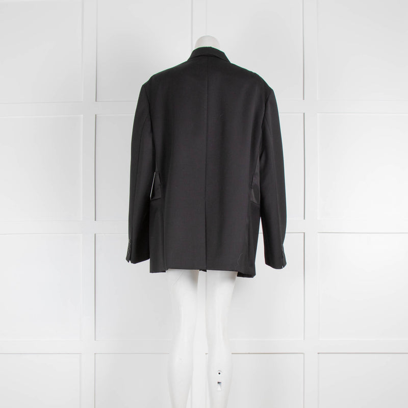 Prada Black Tailored Jacket with Logo Front Pocket