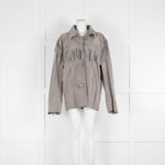 Maison Margiella Grey Suede Jacket with Fringing