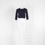 Carolina Herrera Navy Blue Silver Button Cardigan