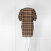 Ganni Brown Gingham Check Cotton Dress