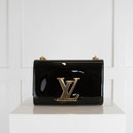 Louis Vuitton Black Patent Chain Louise MM Bag