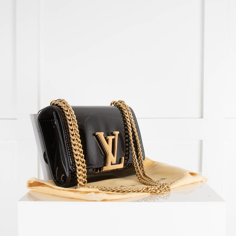 Louis Vuitton Black Patent Chain Louise MM Bag