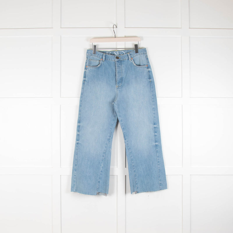 Raey Light Blue Wide Leg Raw Hem Jeans