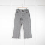 Raey Grey Raw Hem Crop Wide Leg Jeans