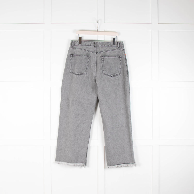 Raey Grey Raw Hem Crop Wide Leg Jeans