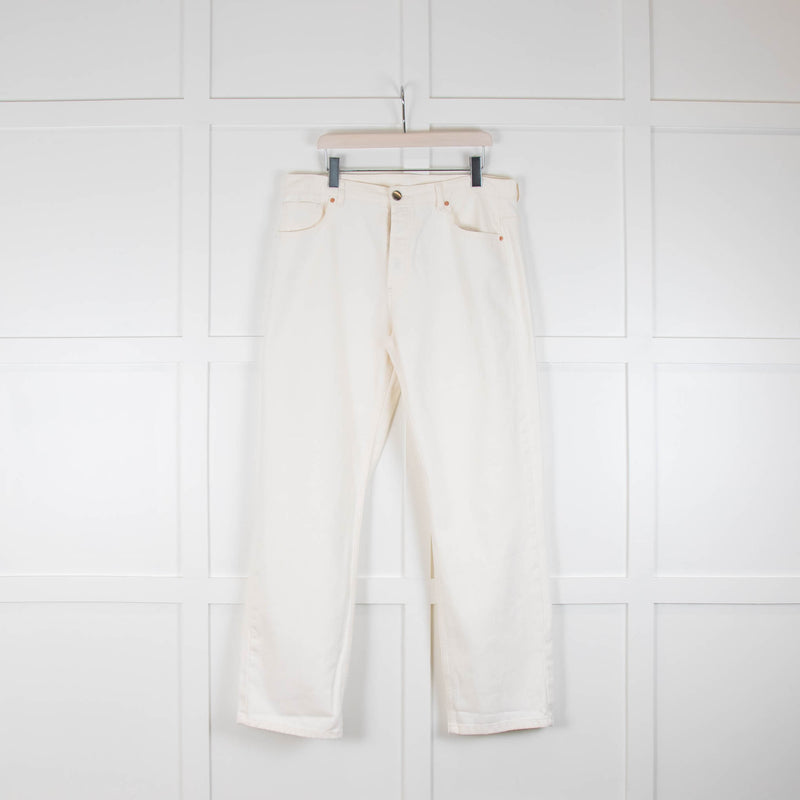 Raey White Cotton Full Length Boyfriend Jeans