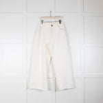 Raey White Raw Hem Crop Wide Leg Jeans