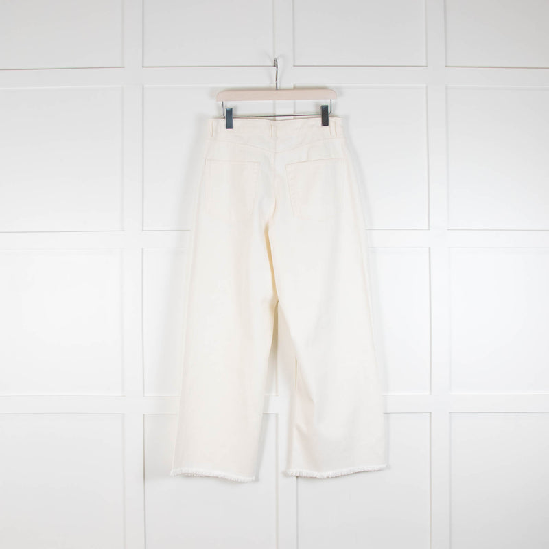 Raey White Raw Hem Crop Wide Leg Jeans