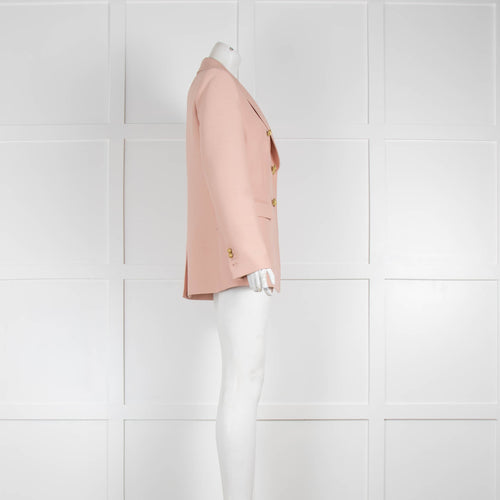 J Crew Pink Wool Silk Blazer with Gold Buttons