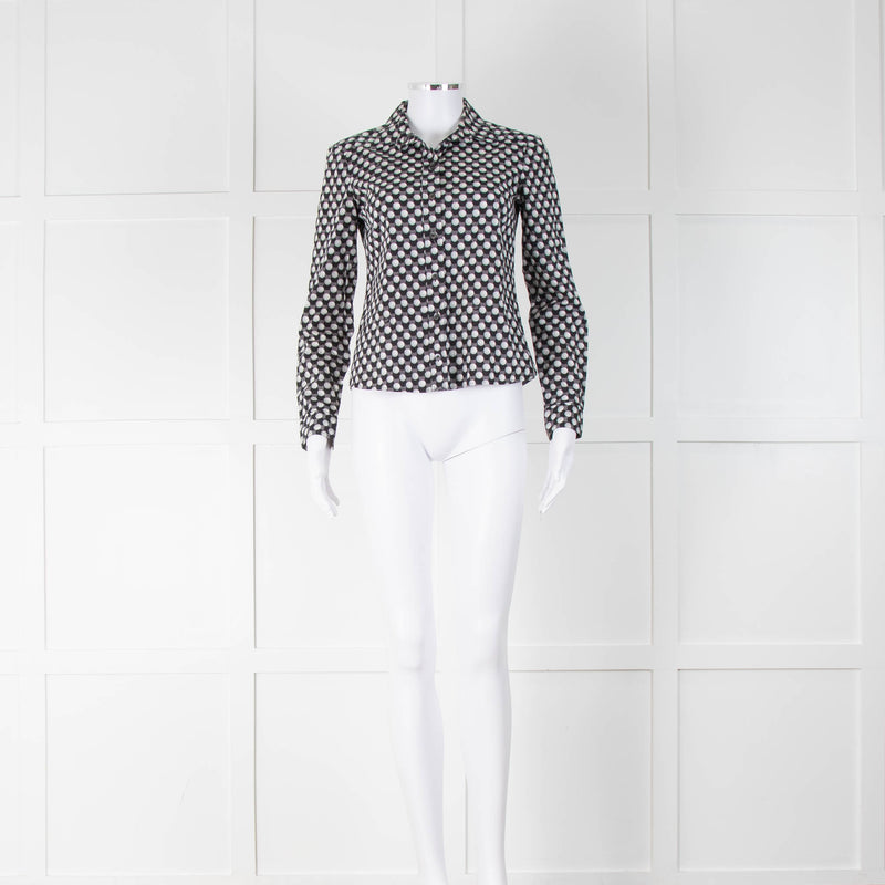 Gucci Grey Black White Dotted Long Sleeve Shirt