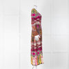 Valentino Brown Pink Orange Floral Long Sleeve Maxi Dress