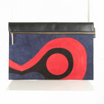 Victoria Beckham Black Leather Red Suede Front Clutch