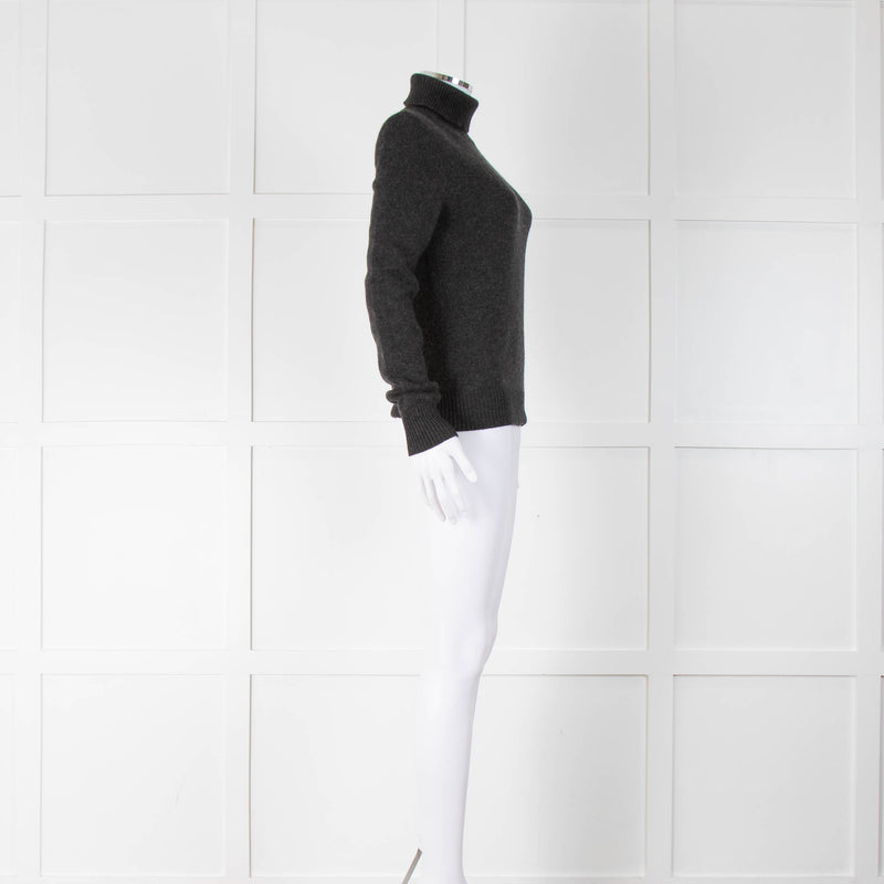 Celine Grey Cashmere Roll Neck Jumper