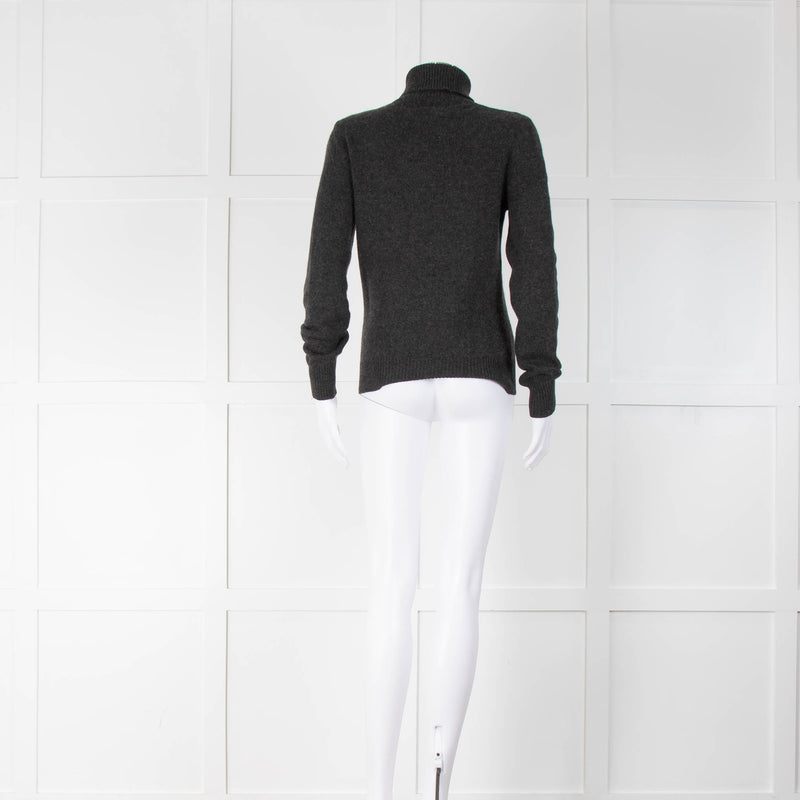 Celine Grey Cashmere Roll Neck Jumper