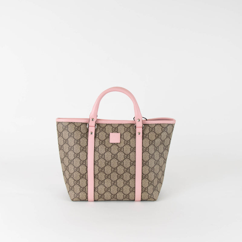 Gucci Beige Pink Children's GG Supreme Tote Bag