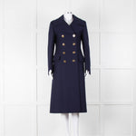 Tod's Navy Military Style Wool Coat