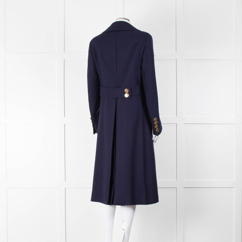 Tod's Navy Military Style Wool Coat