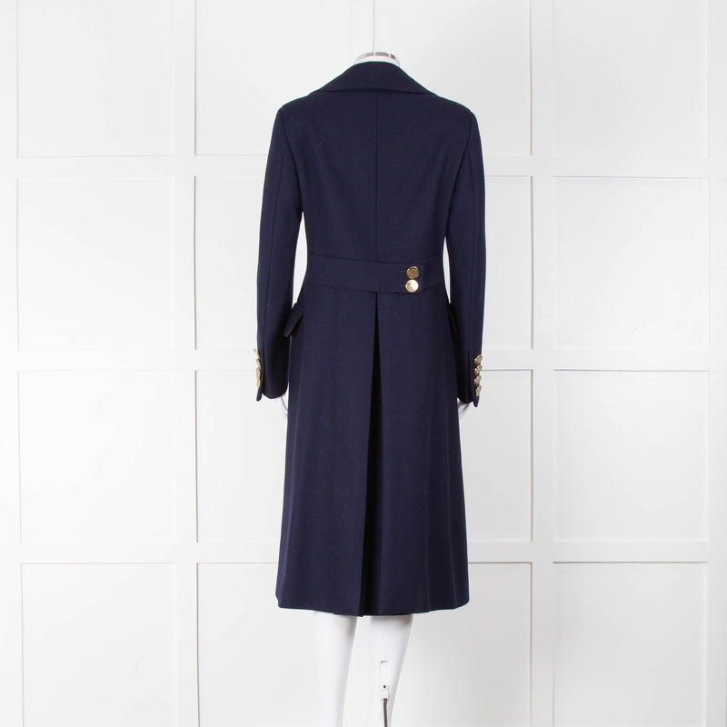 Tod's Navy Military Style Wool Coat