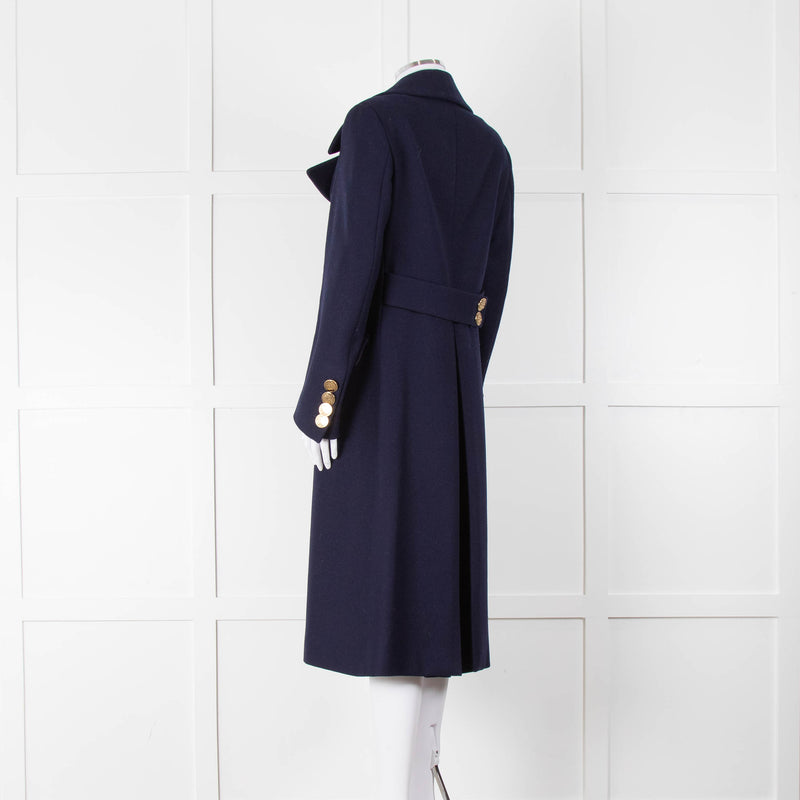 Tod's Navy Military Style Wool Coat