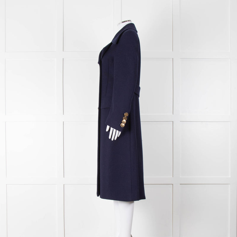 Tod's Navy Military Style Wool Coat