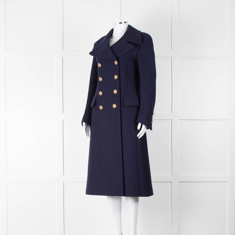 Tod's Navy Military Style Wool Coat