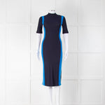 Boss Navy Stretch Midi Dress With Side Stripes