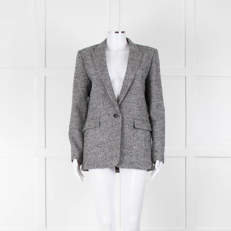 Sandro Black White Houndstooth Blazer Jacket