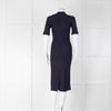 Boss Navy Stretch Midi Dress With Side Stripes