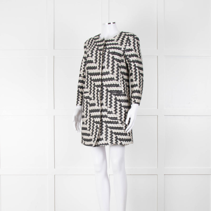 Stills White Black Zig Zag Coat