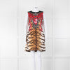 Roberto Cavalli Animal Print Wool Blend Sleeveless Dress